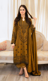 3PC DHANAK EMBROIDERED UNSTICHED DRESS BA-422