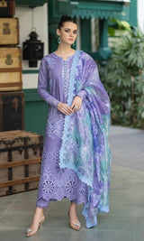 DHANAK 3PC CHICKENKARI EMBROIDERED UNSTICHED ARTICLE BA-389