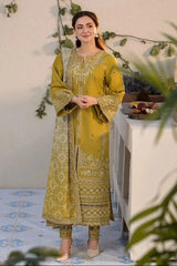 3PC MARINA EMBROIDERED DRESS WITH PRINTED WOOL SHAWL BA-425