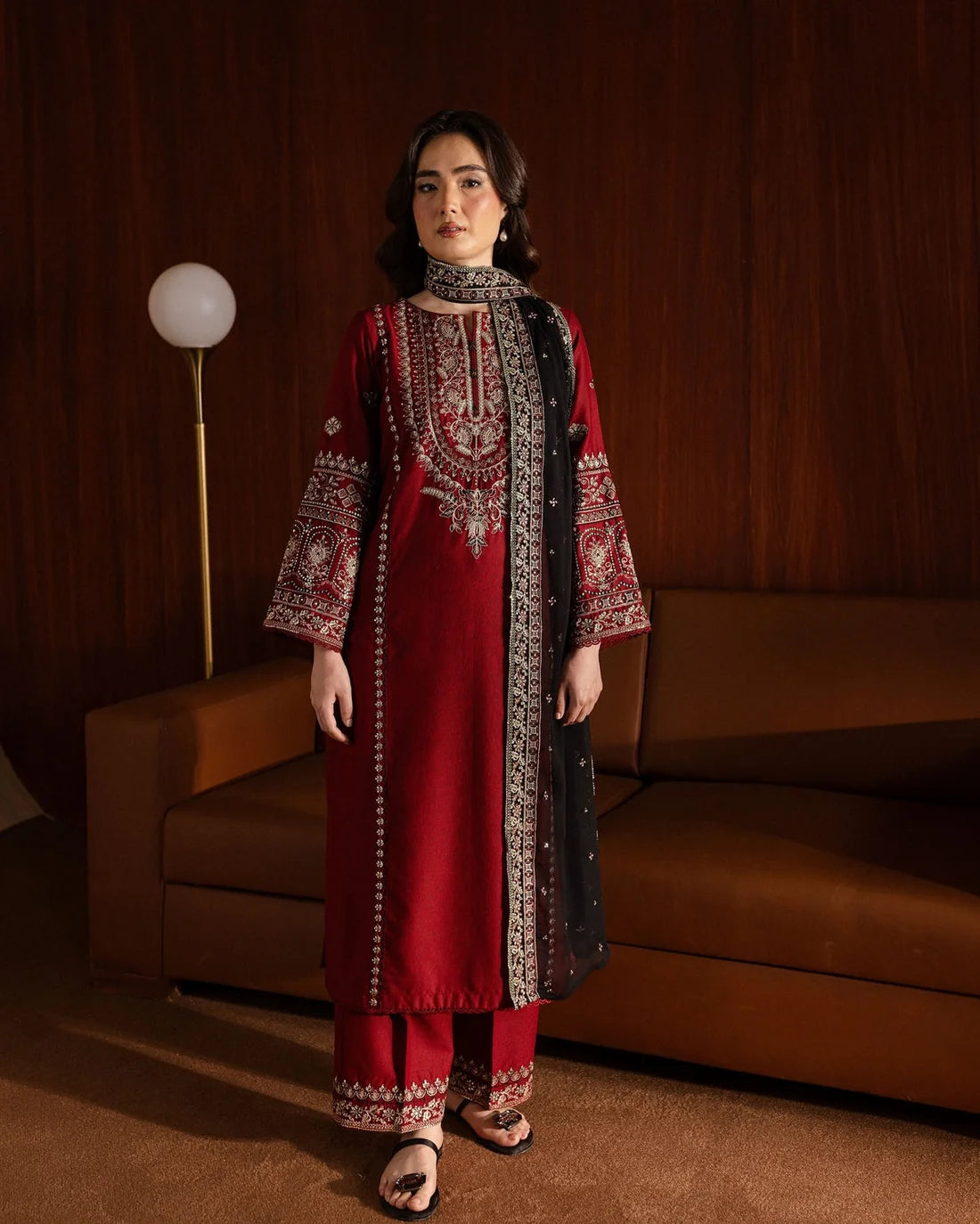 DHANAK 3PC EMBROIDERED SEQUENCE WORK UNSTICHED ARTICLE BA-3073