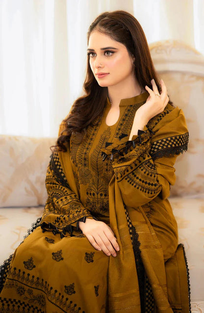 3PC DHANAK EMBROIDERED UNSTICHED DRESS BA-422