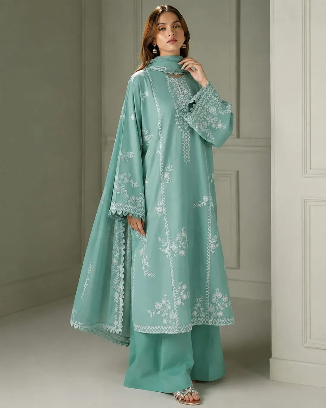 3PC DHANAK EMBROIDERED SUIT BA-416