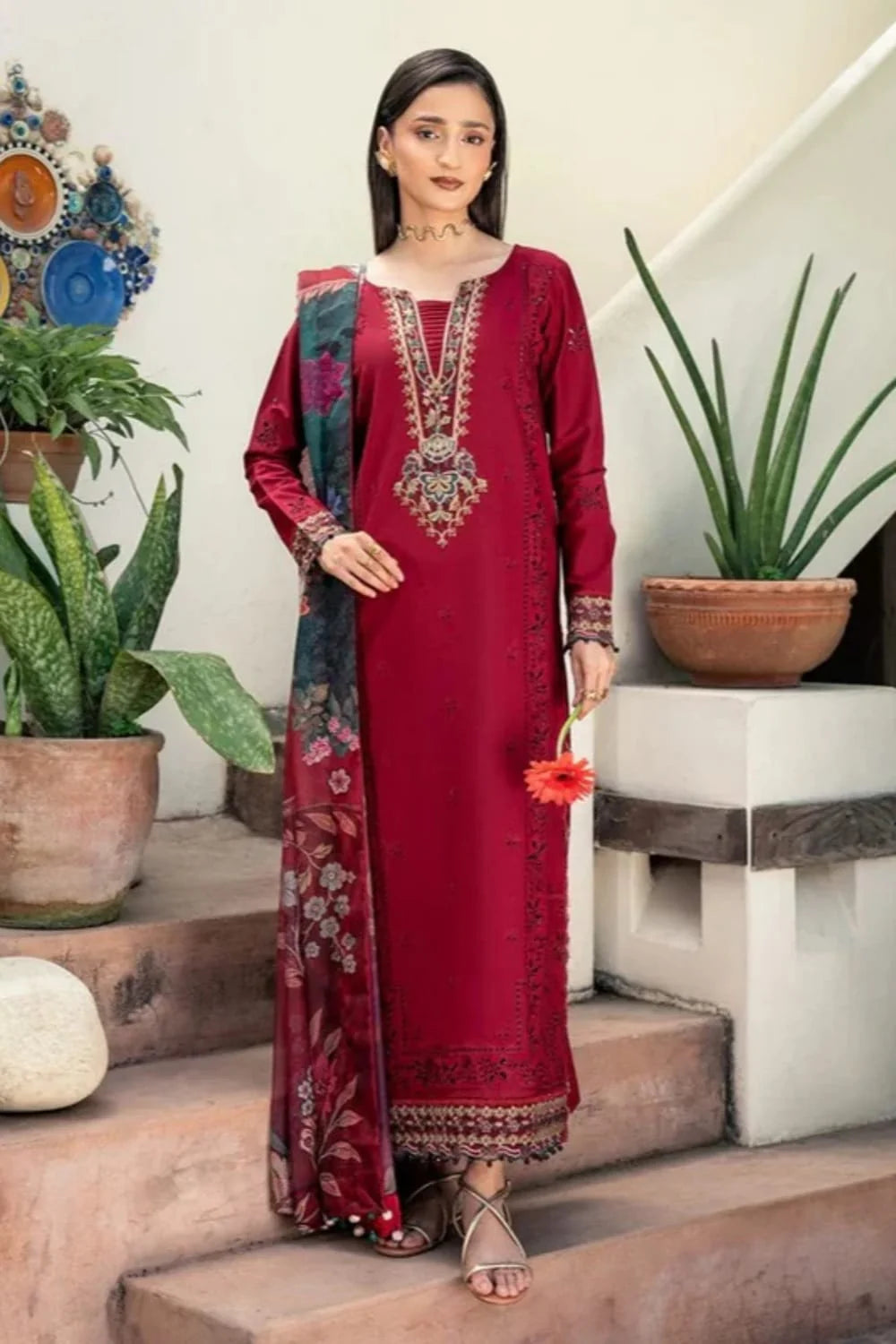 DHANAK 3PC EMBROIDERED UNSTICHED ARTICLE BA-312