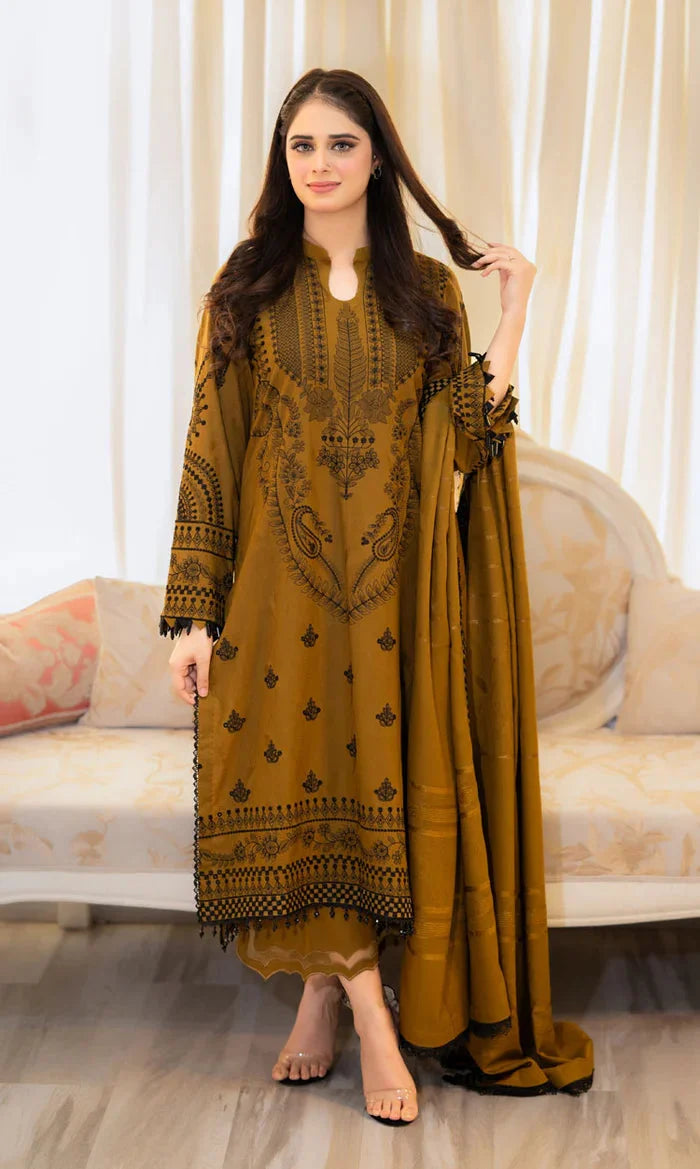3PC DHANAK EMBROIDERED UNSTICHED DRESS BA-422