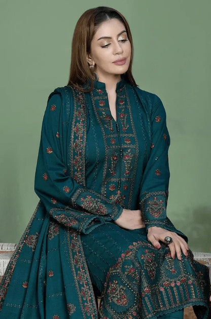 3PC DHANAK EMBROIDERED DRESS WITH READY TO WEAR SHAWL BA-423