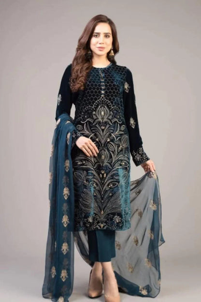 3PC DHANAK EMBROIDERED SUIT BA-424