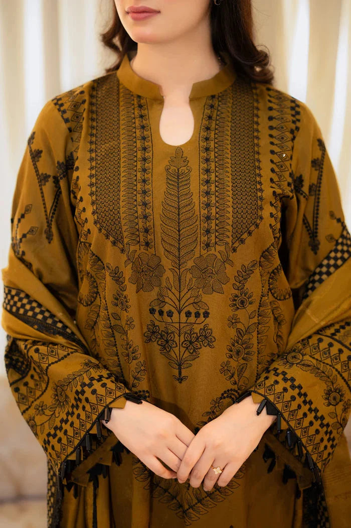 3PC DHANAK EMBROIDERED UNSTICHED DRESS BA-422