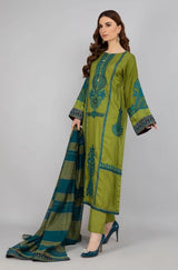 3PC DHANAK EMBROIDERED UNSTICHED SUIT BA-412