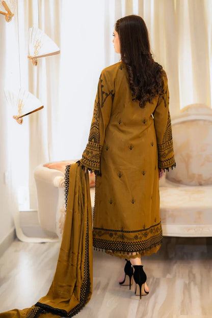 3PC DHANAK EMBROIDERED UNSTICHED DRESS BA-422