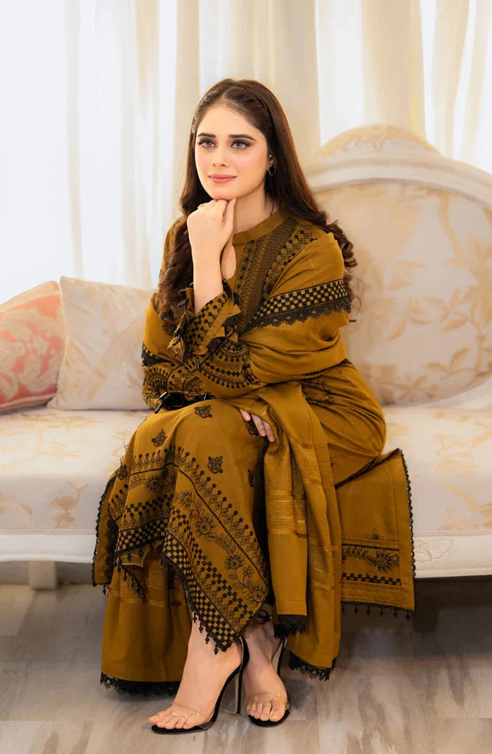 3PC DHANAK EMBROIDERED UNSTICHED DRESS BA-422
