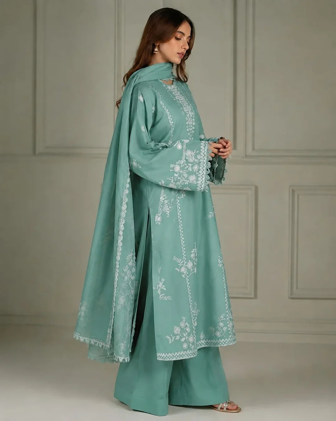 3PC DHANAK EMBROIDERED SUIT BA-416