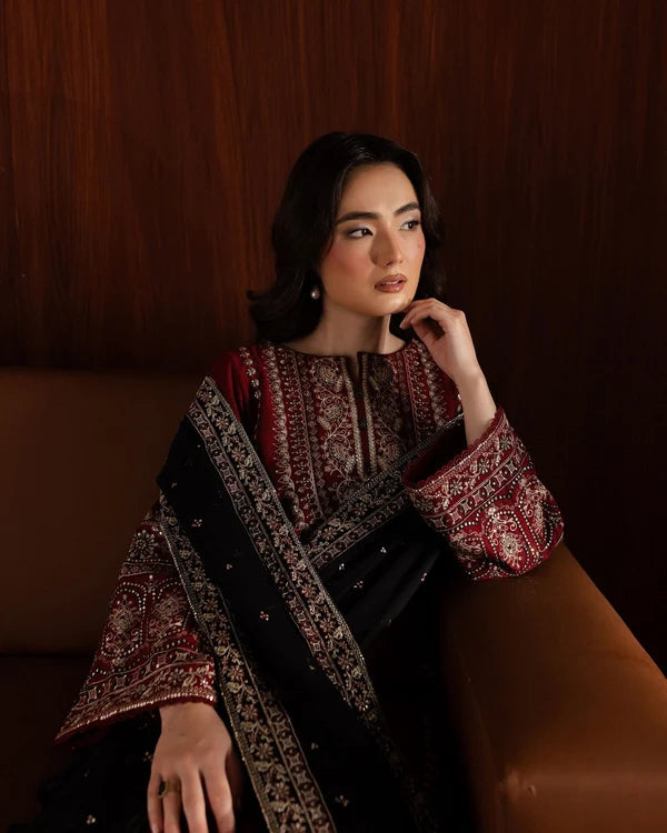 DHANAK 3PC EMBROIDERED SEQUENCE WORK UNSTICHED ARTICLE BA-3073