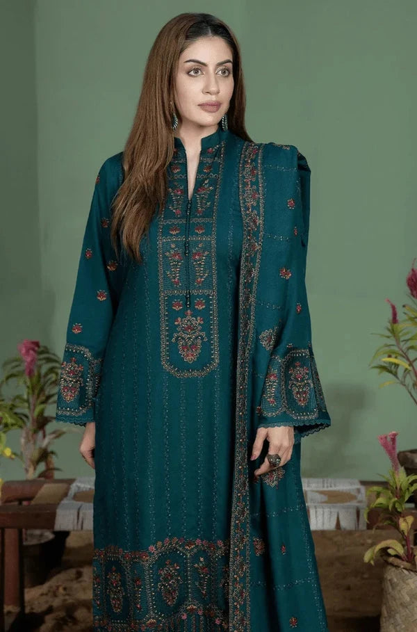3PC DHANAK EMBROIDERED DRESS WITH READY TO WEAR SHAWL BA-423