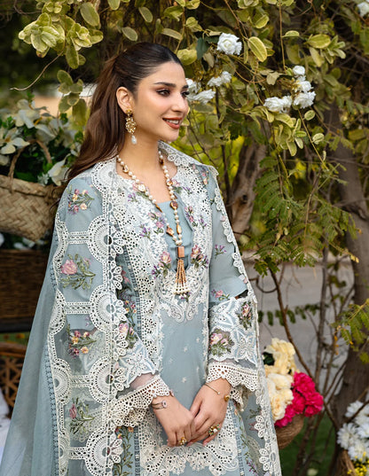 3PC DHANAK EMBROIDERED DRESS WITH READY TO WEAR EMBROIDERED SHAWL BA-419