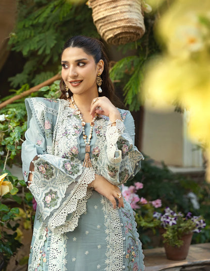 3PC DHANAK EMBROIDERED DRESS WITH READY TO WEAR EMBROIDERED SHAWL BA-419