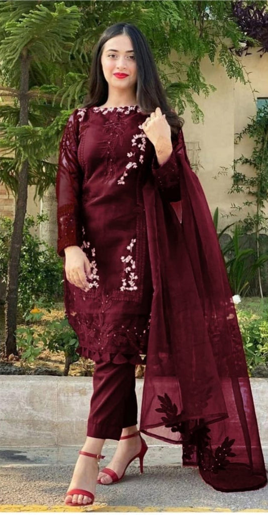 DHANAK 3PC EMBROIDERED UNSTICHED ARTICLE BA-361-A