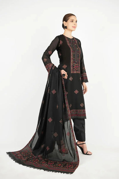 BAREEZE DHANAK 3PC EMBROIDERED DRESS WITH READY TO WEAR HEAVY EMBROIDERY SHAWL