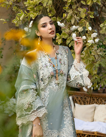 3PC DHANAK EMBROIDERED DRESS WITH READY TO WEAR EMBROIDERED SHAWL BA-419