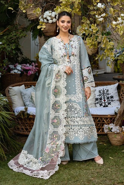 3PC DHANAK EMBROIDERED DRESS WITH READY TO WEAR EMBROIDERED SHAWL BA-419