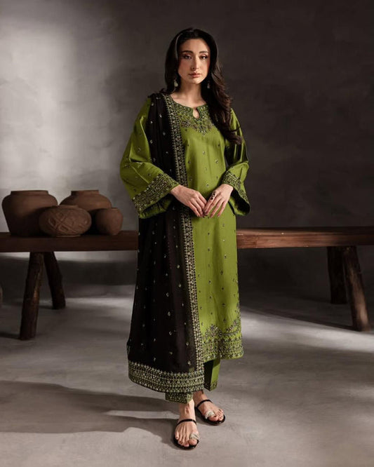 DHANAK 3PC EMBROIDERED UNSTICHED ARTICLE BA-109