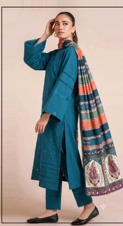 DHANAK 3PC EMBROIDERED UNSTITCHED ARTICLE BA-384-A