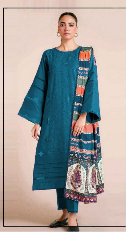 DHANAK 3PC EMBROIDERED UNSTITCHED ARTICLE BA-384-A