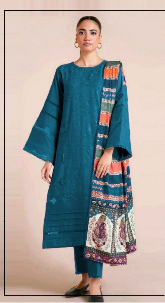 DHANAK 3PC EMBROIDERED UNSTITCHED ARTICLE BA-384-A